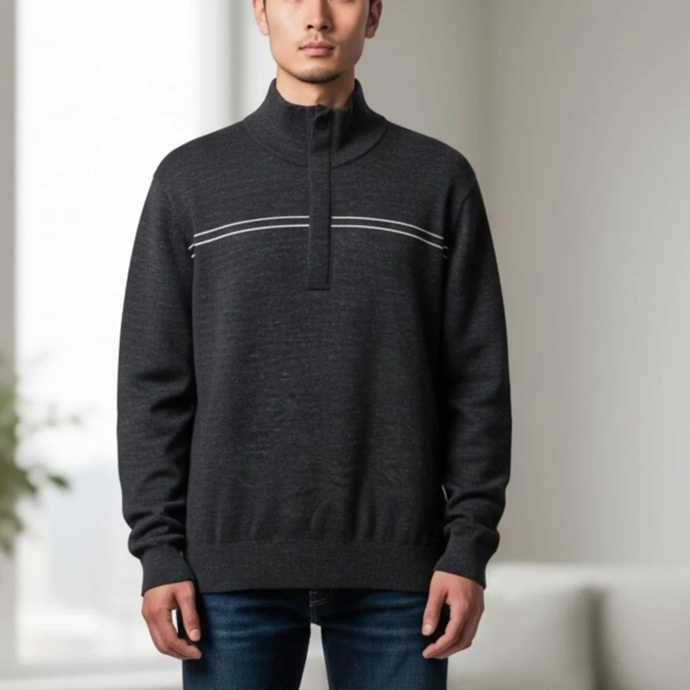Banana Republic Grey Mock Neck Popover Sweater‎